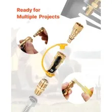 VEVOR RV Propane Quick Connect Fitting Adapter Valve, 7 Pieces, 1/4-Inch Male NPT Full Flow Plug & 3/8-Inch Male Flare Quick Kit for Low Pressure Gas Appliances and RV Propane Quick Connections