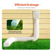 Rain Gutter Downspout Extensions 2-Pack Flexible Downspout Extender White