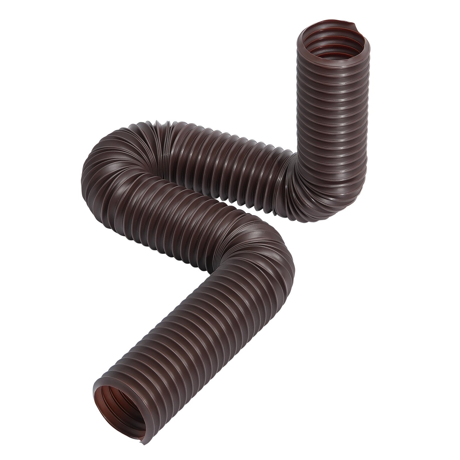 VEVOR Rain Gutter Downspout Extensions, 2-Pack Flexible Downspout Extender, Down Spout Drain Extension Extendable from 22" to 63", Gutter Extensions with Adapters, for Rainwater Drainage, Brown