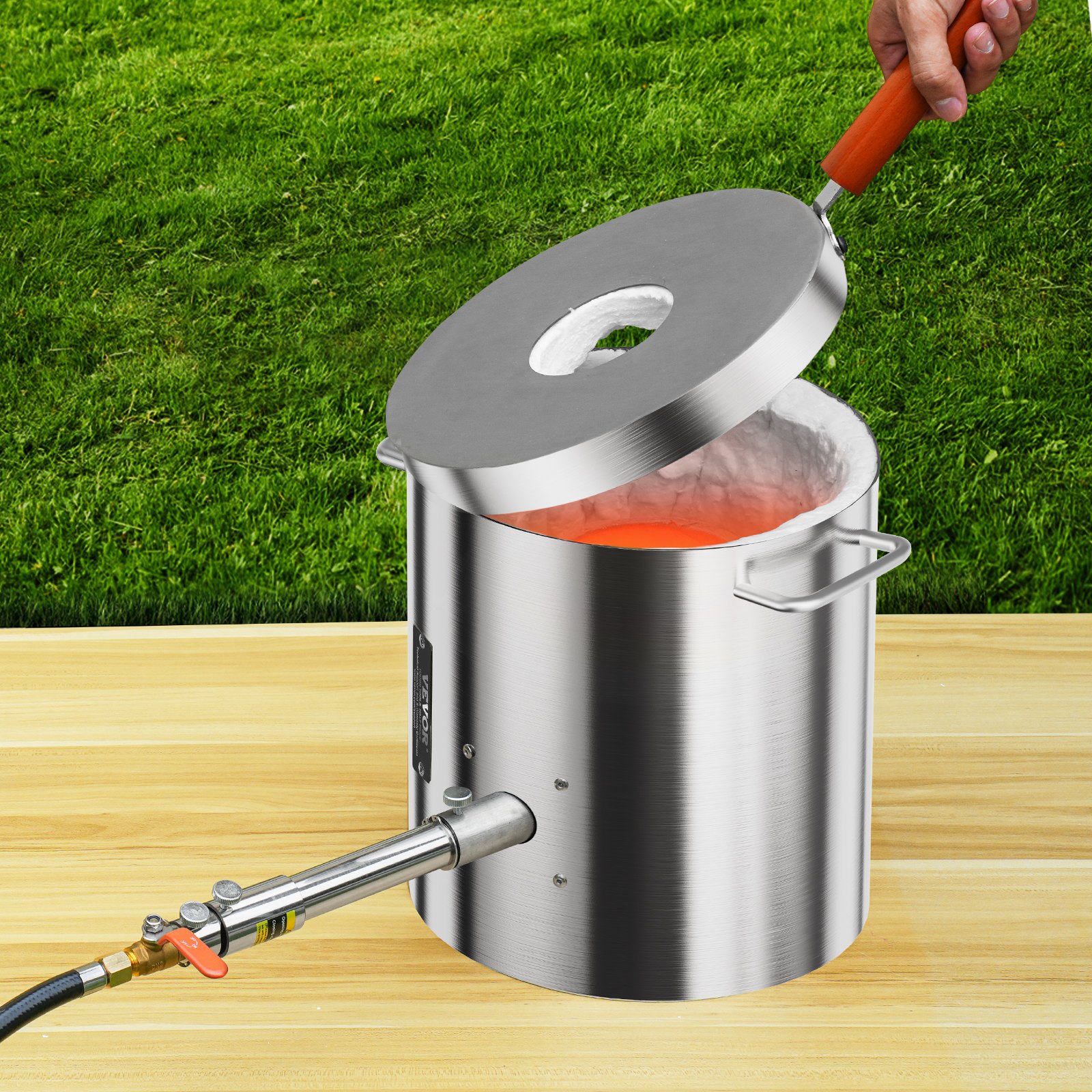 VEVOR Propane Melting Furnace Kit, 8KG/18lbs Gas Metal Melting Furnace Kit, Foundry Home Kiln with Crucible, Tongs, Wooden Handle, Smelting Casting Tool for Gold Silver Copper Aluminum Metal Recycle