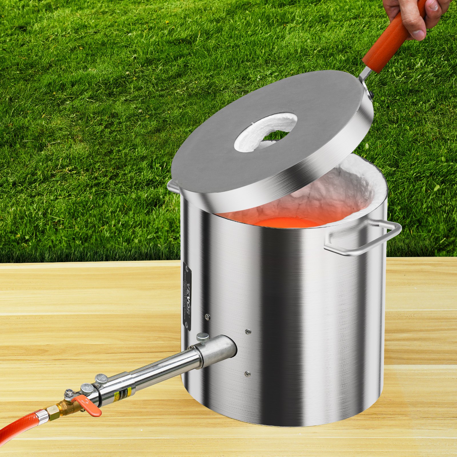 VEVOR Propane Melting Furnace Kit, 8KG/18lbs Gas Metal Melting Furnace Kit, Foundry Home Kiln with Crucible, Tongs, Wooden Handle, Smelting Casting Tool for Gold Silver Copper Aluminum Metal Recycle