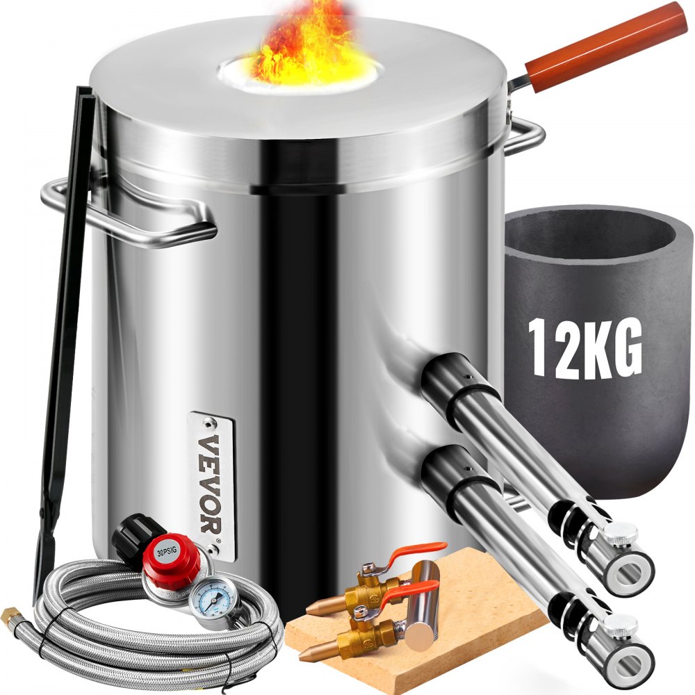 12KG Propane Melting Furnace Foundry Kit Smelt Gold Copper Brass Gas  Regulator