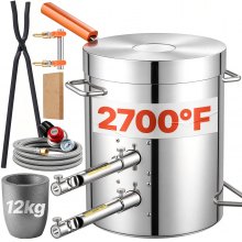 VEVOR Propane Melting Furnace Kit, 12KG Large Capacity Foundry Home Kilns,Stainless Steel Smelter, Blacksmithing Forge with Crucible an Tongs Kiln, For Metal Scrap Recycle, Gold Copper Silver Casting