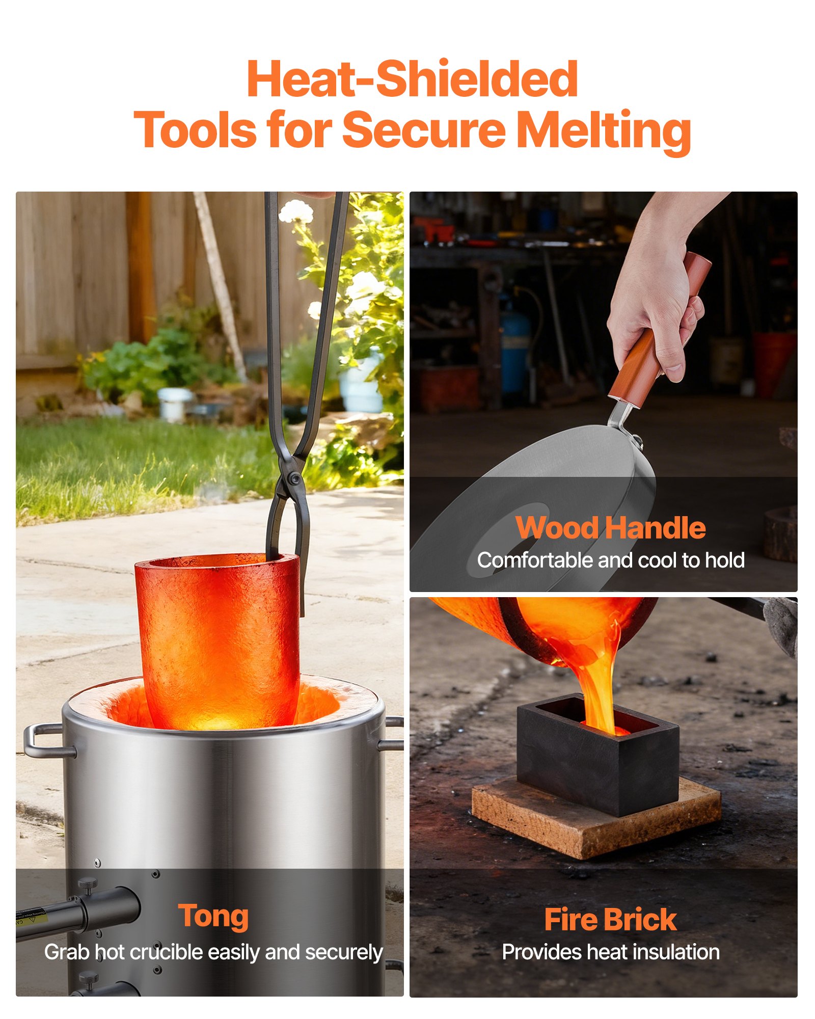VEVOR Propane Melting Furnace Kit, 12KG Large Capacity Foundry Home Kilns,Stainless Steel Smelter, Blacksmithing Forge with Crucible an Tongs Kiln, For Metal Scrap Recycle, Gold Copper Silver Casting
