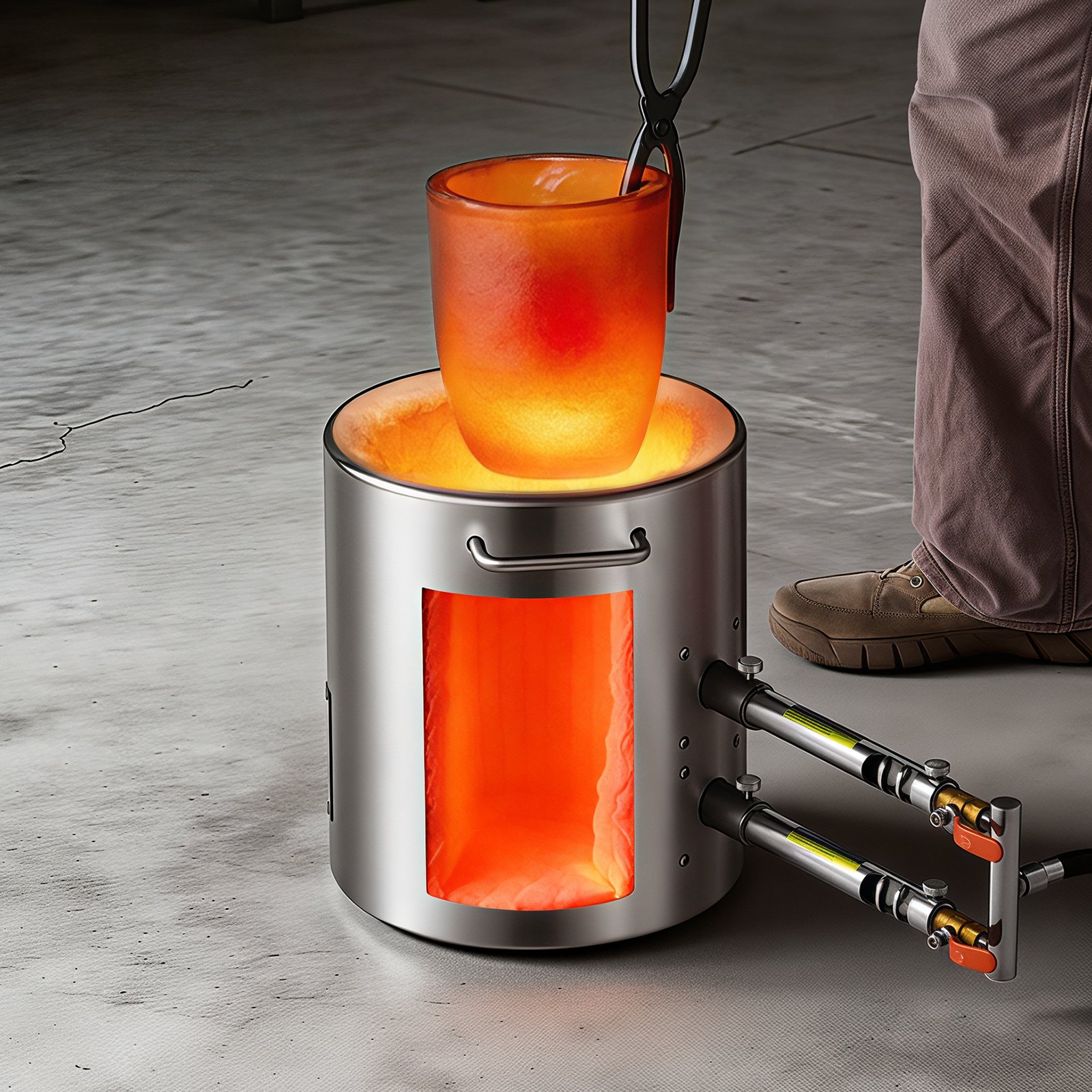VEVOR Propane Melting Furnace Kit, 12KG Large Capacity Foundry Home Kilns,Stainless Steel Smelter, Blacksmithing Forge with Crucible an Tongs Kiln, For Metal Scrap Recycle, Gold Copper Silver Casting