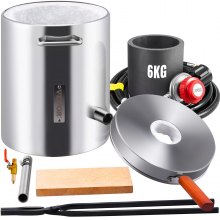 VEVOR Propane Melting Furnace Kit, 6KG Large Capacity Foundry Home Kilns, Blacksmithing Forge w/Crucible & Tongs Kiln, Stainless Steel Smelter, For Metal Scrap Recycle, Gold Copper Silver Casting