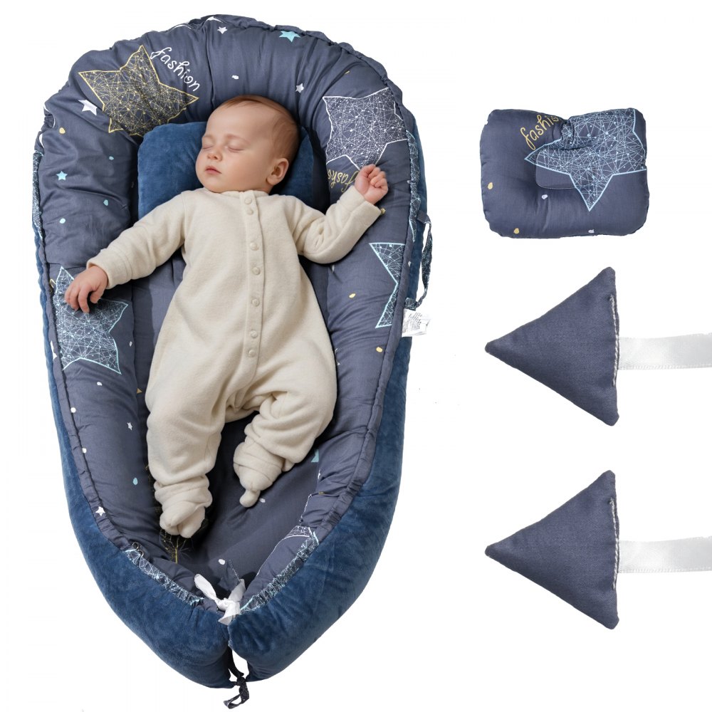 VEVOR Baby Infant Lounger 100% Cotton Soft Newborn Nest Sleeper with Headrest