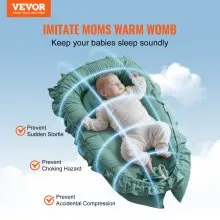 VEVOR - Cama nido para bebé, 100 % algodón, suave, para recién nacidos, con reposacabezas