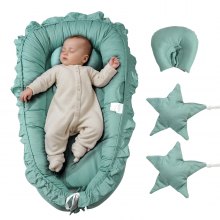 VEVOR - Cama nido para bebé, 100 % algodón, suave, para recién nacidos, con reposacabezas
