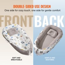 VEVOR Baby Lounger Infant Nest Lounger 100% Cotton Co Sleeper with Headrest