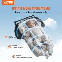 VEVOR Baby Lounger Baby Nest Sleeper para recién nacidos 100 % algodón con reposacabezas