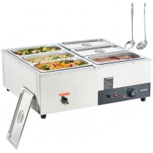 VEVOR Commercial Electric Food Warmer Countertop Buffet 6*8 Qt Pan Bain Marie