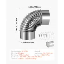 90 Degree Dryer Vent Elbow 4in Vent Kit with 4 Clamps & Aluminum Foil Tape 2Pack