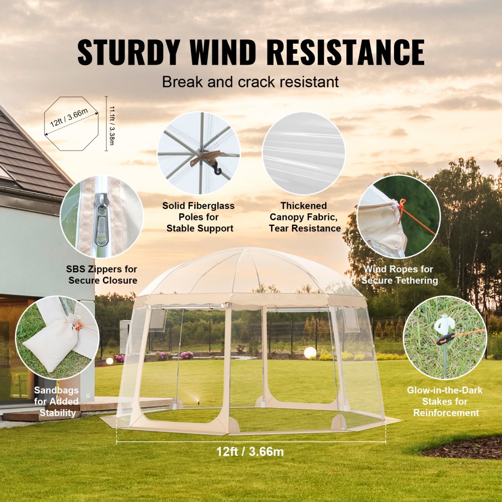 VEVOR Sports Tent, 8-10 People, Instant Pop-Up Tent Shelter Weatherproof Pod, Outdoor Bubble Clear View Tent, Climate Canopy Shelter for Soccer, Football, Softball & Other Sporting Events and Parades