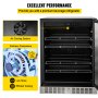 VEVOR 24'' Built-in Beverage Cooler, 5.3 cu.ft. Stainless Steel Beverage Refrigerator w/Embraco Compressor, 142 Can Beer Fridge for Home Bar Office Outdoor Indoor Use, 150L, Black & Silver