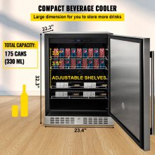 5.3 Cu. Ft Built-in Stainless Steel Beverage Cooler 150L Reversible Door