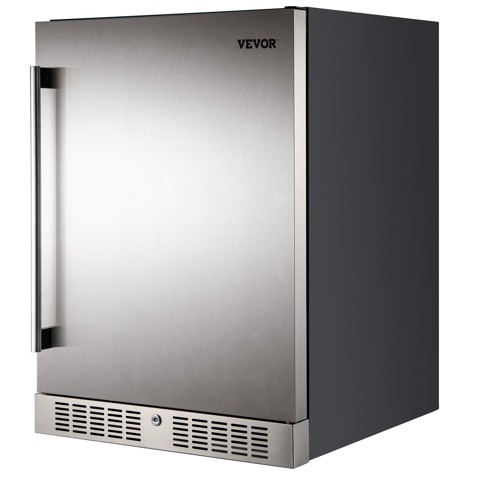 VEVOR 24'' Built-in Beverage Cooler, 5.3 cu.ft. Stainless Steel Beverage Refrigerator w/Embraco Compressor, 142 Can Beer Fridge for Home Bar Office Outdoor Indoor Use, 150L, Black & Silver