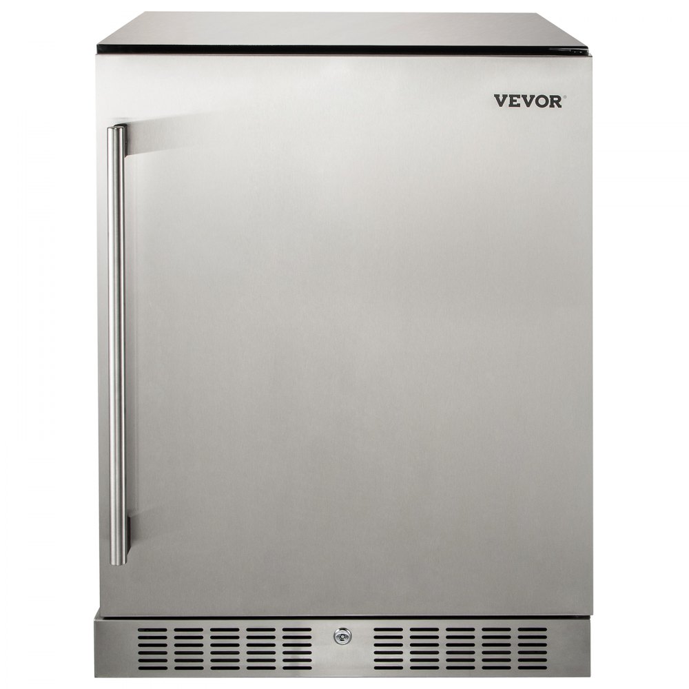 VEVOR Outdoor Refrigerator, Built-in 24" Undercounter Refrigerator, 5.5 cu.ft. Built-in Beverage Refrigerator, Stainless Steel Compact Refrigerator Mini Bar Beer Fridge for Home Bar Office Outdoor