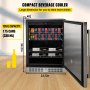 VEVOR Outdoor Refrigerator, Built-in 24" Undercounter Refrigerator, 5.5 cu.ft. Built-in Beverage Refrigerator, Stainless Steel Compact Refrigerator Mini Bar Beer Fridge for Home Bar Office Outdoor