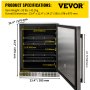 VEVOR Outdoor Refrigerator, Built-in 24" Undercounter Refrigerator, 5.5 cu.ft. Built-in Beverage Refrigerator, Stainless Steel Compact Refrigerator Mini Bar Beer Fridge for Home Bar Office Outdoor