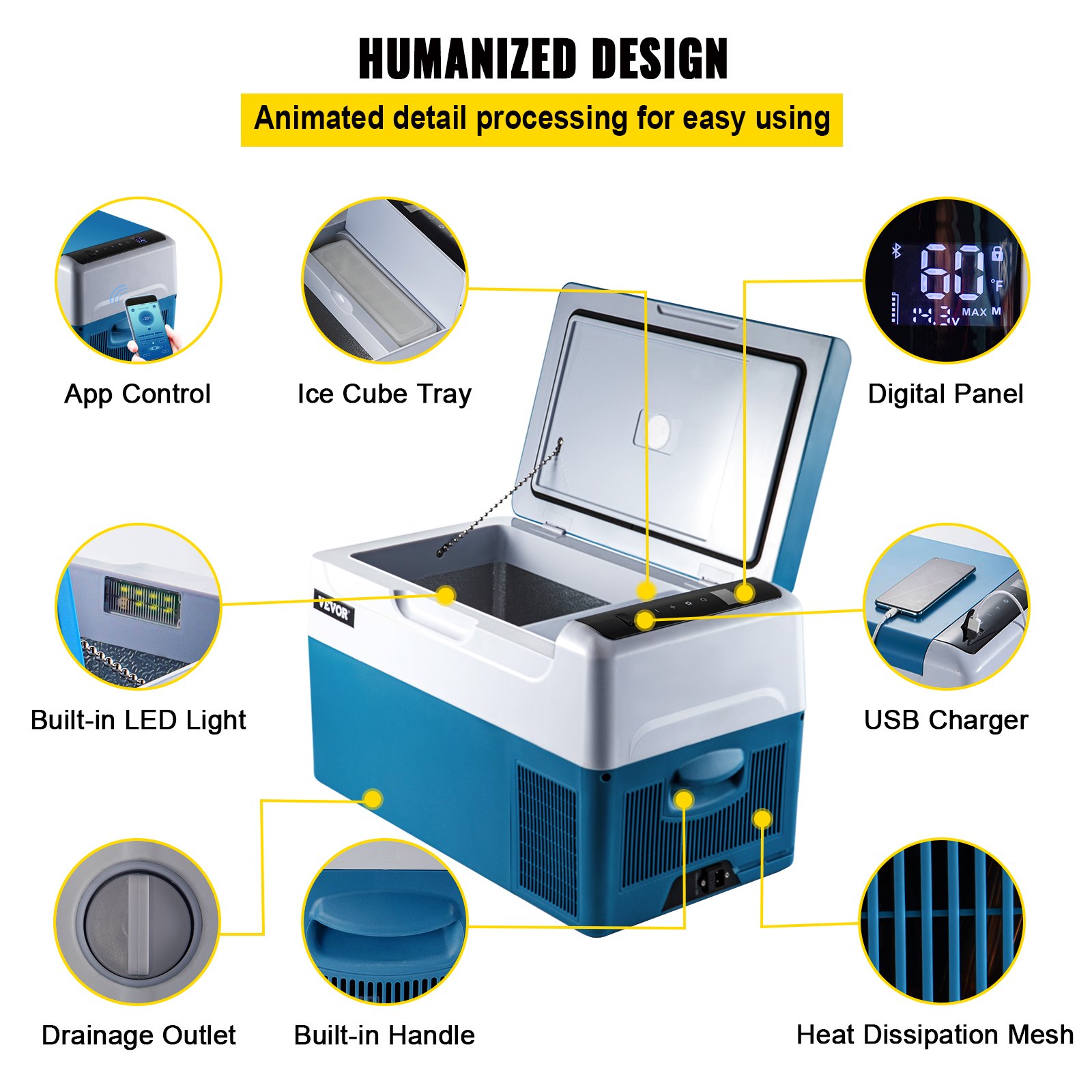 Portable Refrigerator 23 Quart(22 Liter),12 Volt Refrigerator App Control(-4℉~68℉), Car Refrigerator Electric Compressor Cooler with 12/24v DC & 110-240v AC for Camping, Travel, Fishing, Outdoor or Home Use Portable Refrigerator 23 Quart(22 Liter),12 Volt Refrigerator App Control(-4℉~68℉), Car Refrigerator Electric Compressor Cooler with 12/24v DC & 110-240v AC for Camping, Travel, Fishing, Outdoor or Home Use