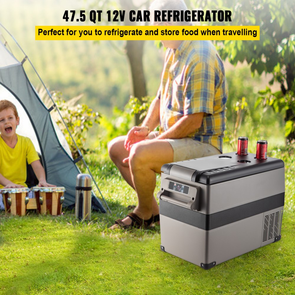 VEVOR Car Refrigerator, DC 12/24V AC100-240V Compressor Electric Cooler, -4°F to 68°F Car Fridge with APP Control, 60W Cars Freezer for RVs, Campsites, Boats, Camping, Fishing, 48 QT Portable Freezer