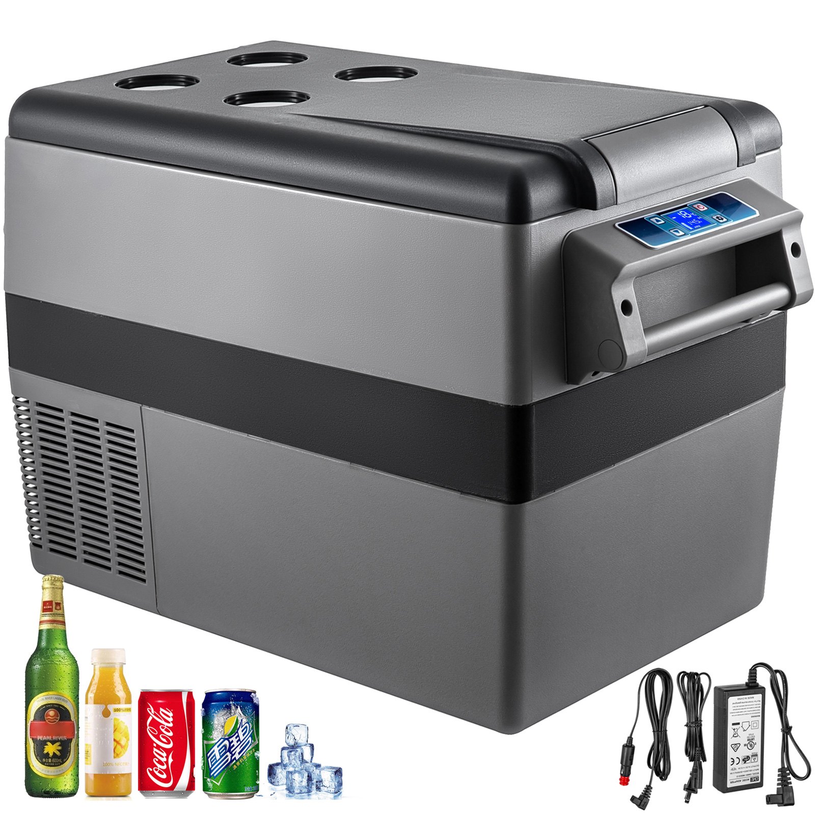 VEVOR Car Refrigerator, DC 12/24V AC100-240V Compressor Electric Cooler, -4°F to 68°F Car Fridge with APP Control, 60W Cars Freezer for RVs, Campsites, Boats, Camping, Fishing, 48 QT Portable Freezer