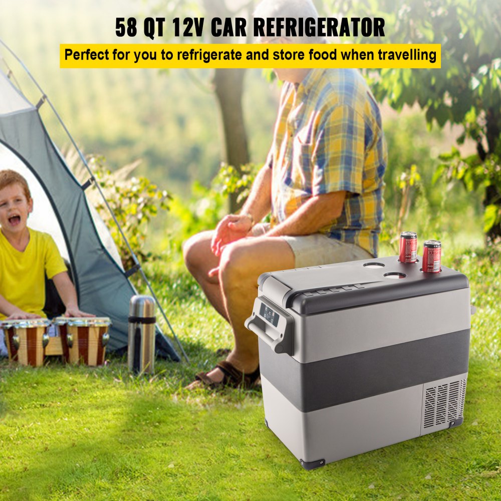 VEVOR Car Refrigerator, DC 12/24V AC100-240V Compressor Electric Cooler, -4°F to 68°F Car Fridge with APP Control, 60W Cars Freezer for RVs, Campsites, Boats, Camping, Fishing, 58 QT Portable Freezer