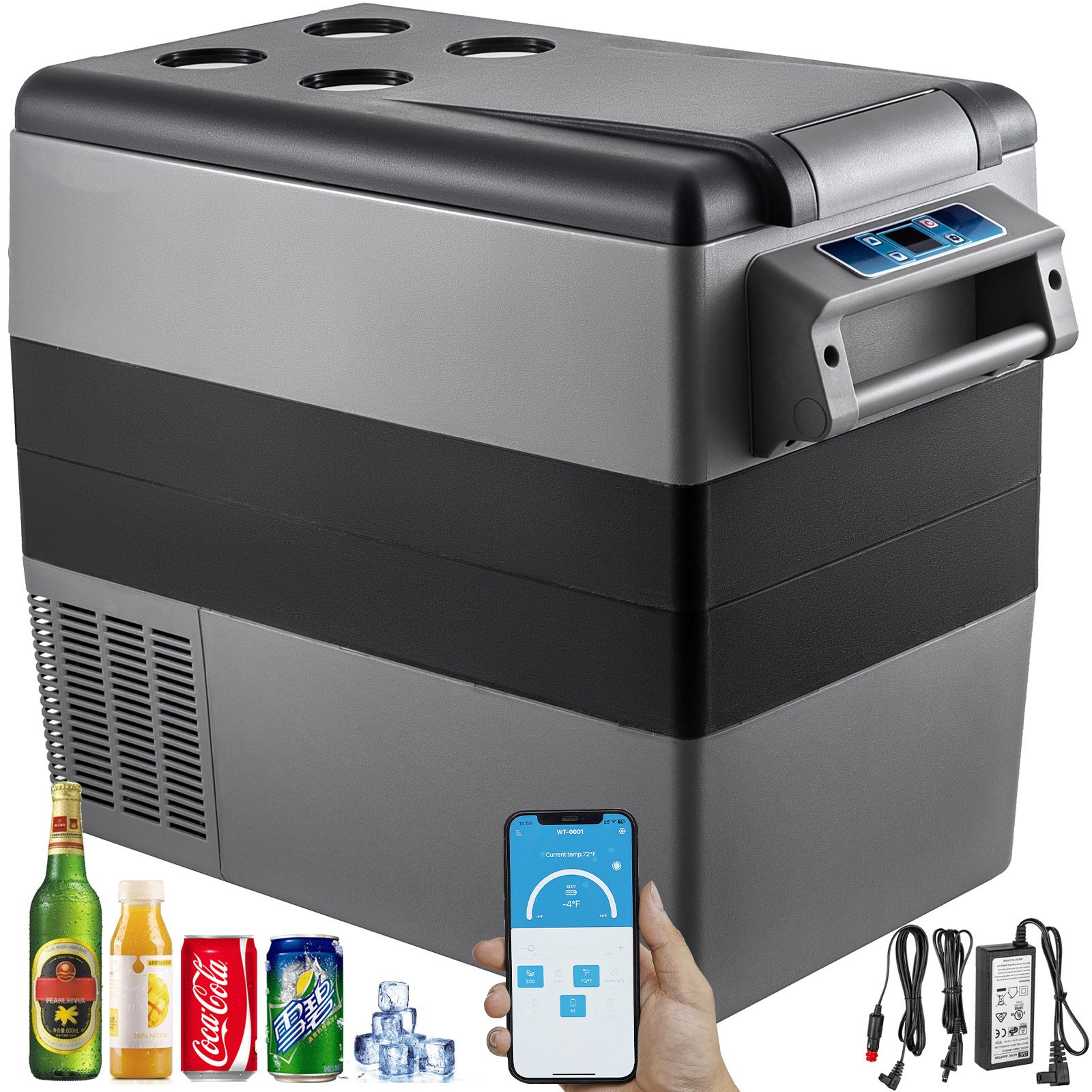 VEVOR Portable Cool Box 55L Car Fridge 220 V Mini Fridge Electric Freezer Box Small Freezer for Car Camping Truck Boat