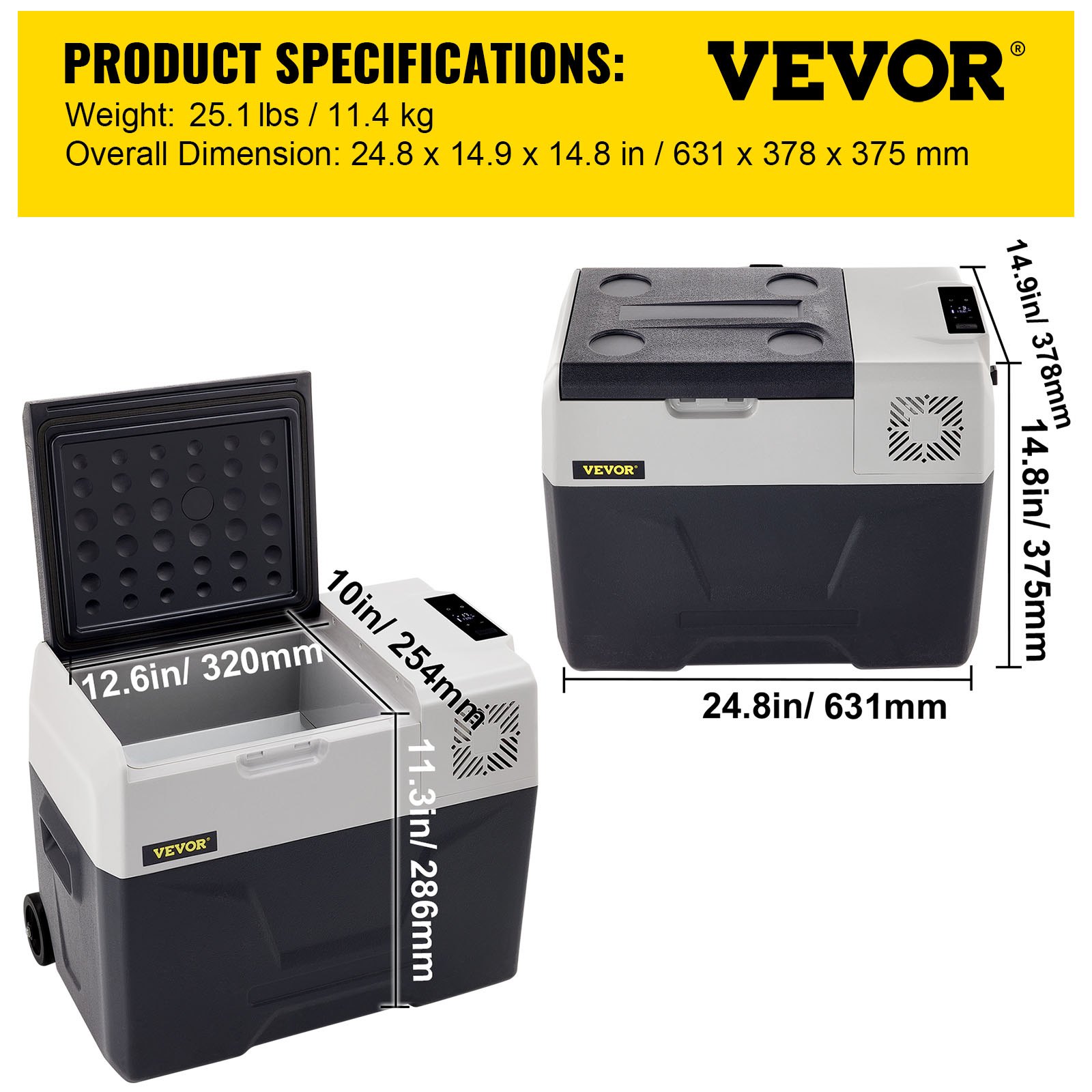 VEVOR Car Refrigerator 30L Car fridge 12/24 v Compressor Car Mini Fridge Portable Car Refrigerator Freezer Vehicle Truck RV Boat Electric Cooler for Driving Travel Fishing Outdoor and Home Use