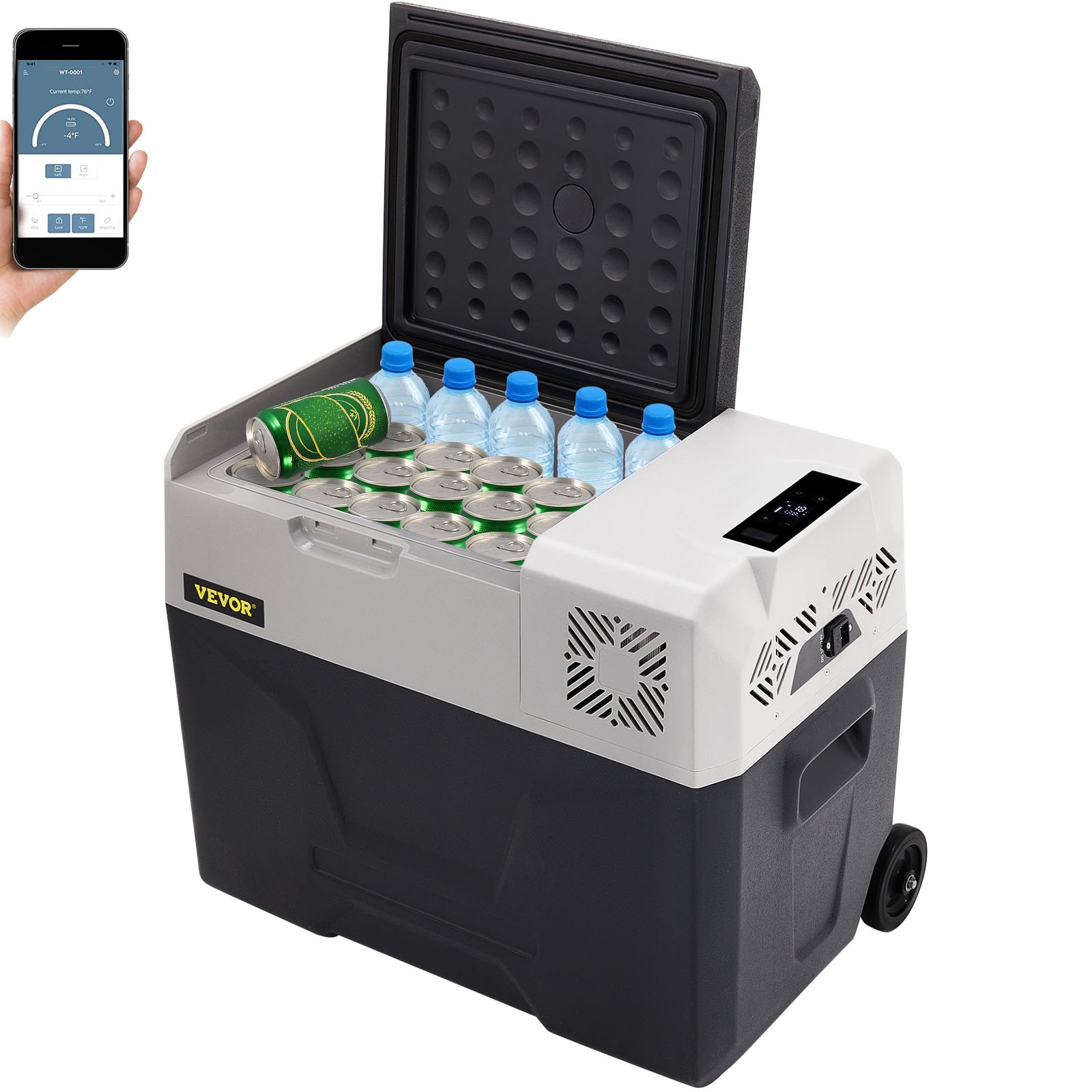 VEVOR Car Refrigerator 30L Car fridge 12/24 v Compressor Car Mini Fridge Portable Car Refrigerator Freezer Vehicle Truck RV Boat Electric Cooler for Driving Travel Fishing Outdoor and Home Use