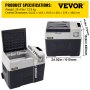 VEVOR Car Refrigerator, 12 Volt Car Refrigerator Fridge, 40 L Single Zone Portable Freezer with Wheels and Handle, -4℉-68℉, 12/24V DC and 100-240V AC Compressor Cooler for Outdoor, Camping
