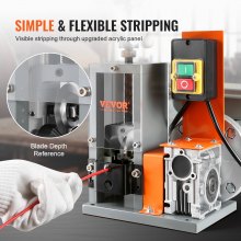 VEVOR Automatic Wire Stripping Machine, 0.06''-1.18'' Electric Motorized Cable Stripper, 180 W, 60 ft/min Wire Peeler with Visible Stripping Depth Reference, for Scrap Copper Recycling