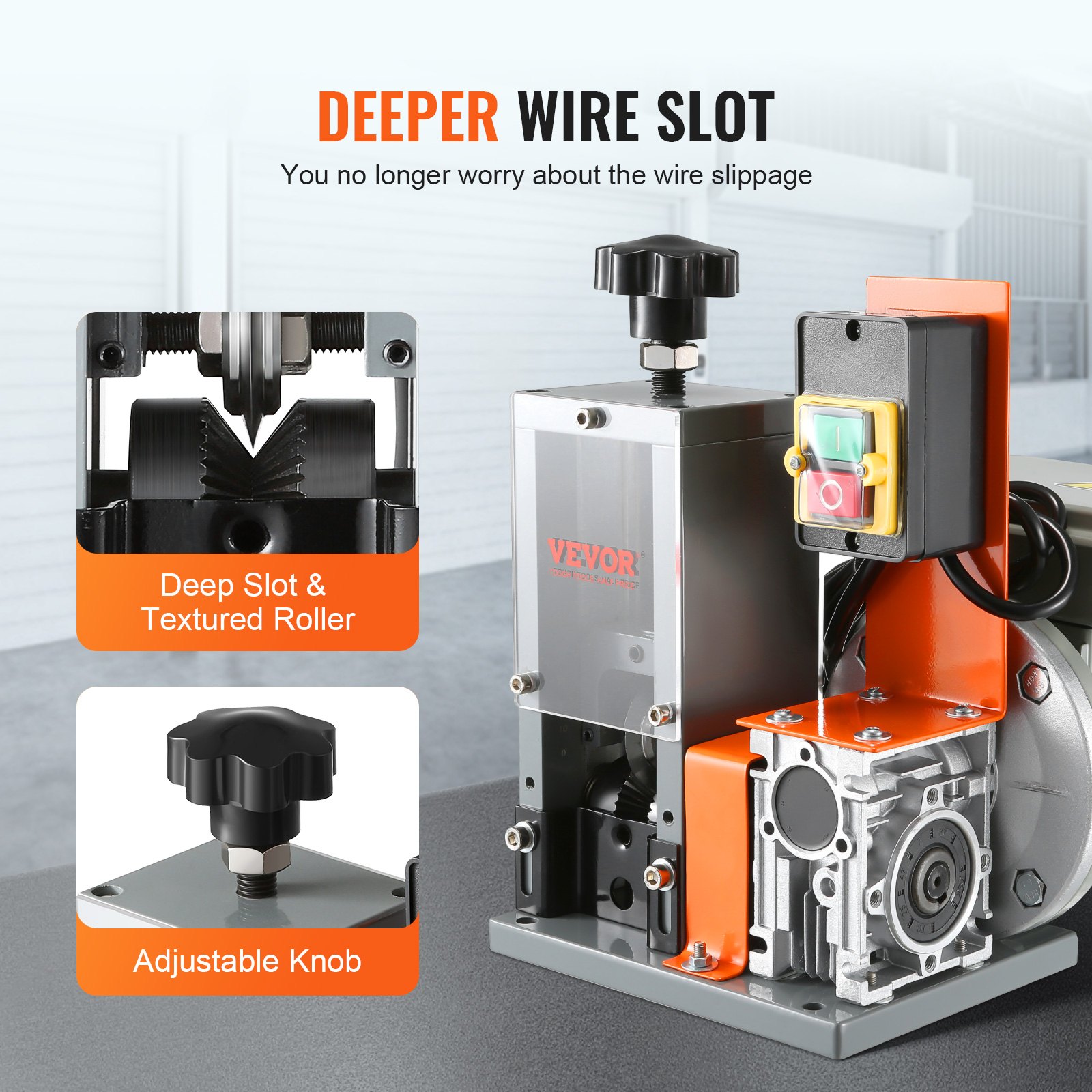 VEVOR Automatic Wire Stripping Machine, 1.5mm-30mm Electric Motorized Cable Stripper, 180W, 18.3 m/min Wire Peeler with Visible Stripping Depth Reference, for Scrap Copper Recycling