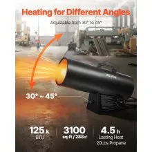 Portable Propane Air Heater 125000BTU Stepless Temp Settings Outdoor
