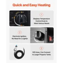 Portable Propane Air Heater 60000BTU Stepless Temp Settings Outdoor