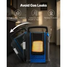 Portable Propane Heater 9000BTU Stepless Temp Settings TipOver Protection