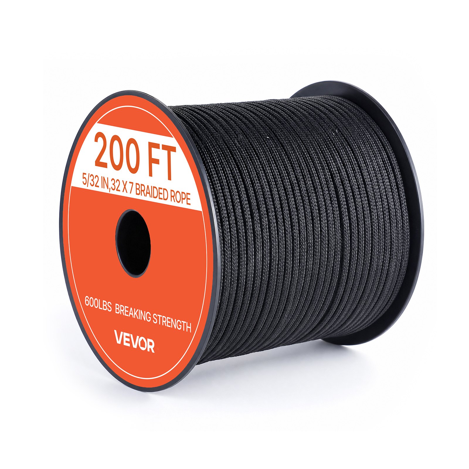 VEVOR Paracord Rope 4 mm x 60 m Nylon Parachute Cord 550 Tactical, Survival Cord, Heavy Duty 7 Strand, 272 kg High Breaking Strength, Utility Rope, for Outdoor Camping & Bracelets, Black
