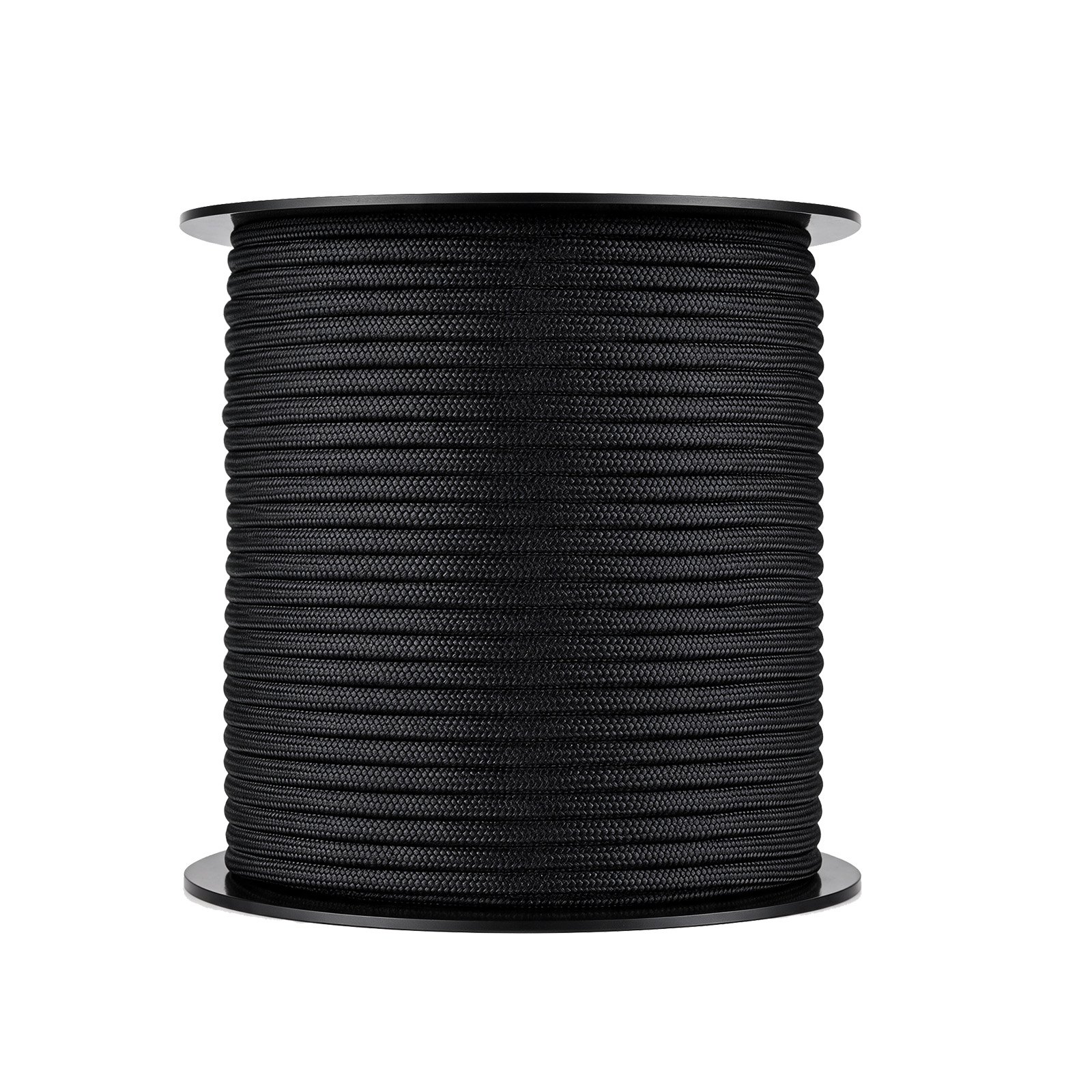 VEVOR Paracord Rope 4 mm x 60 m Nylon Parachute Cord 550 Tactical, Survival Cord, Heavy Duty 7 Strand, 272 kg High Breaking Strength, Utility Rope, for Outdoor Camping & Bracelets, Black