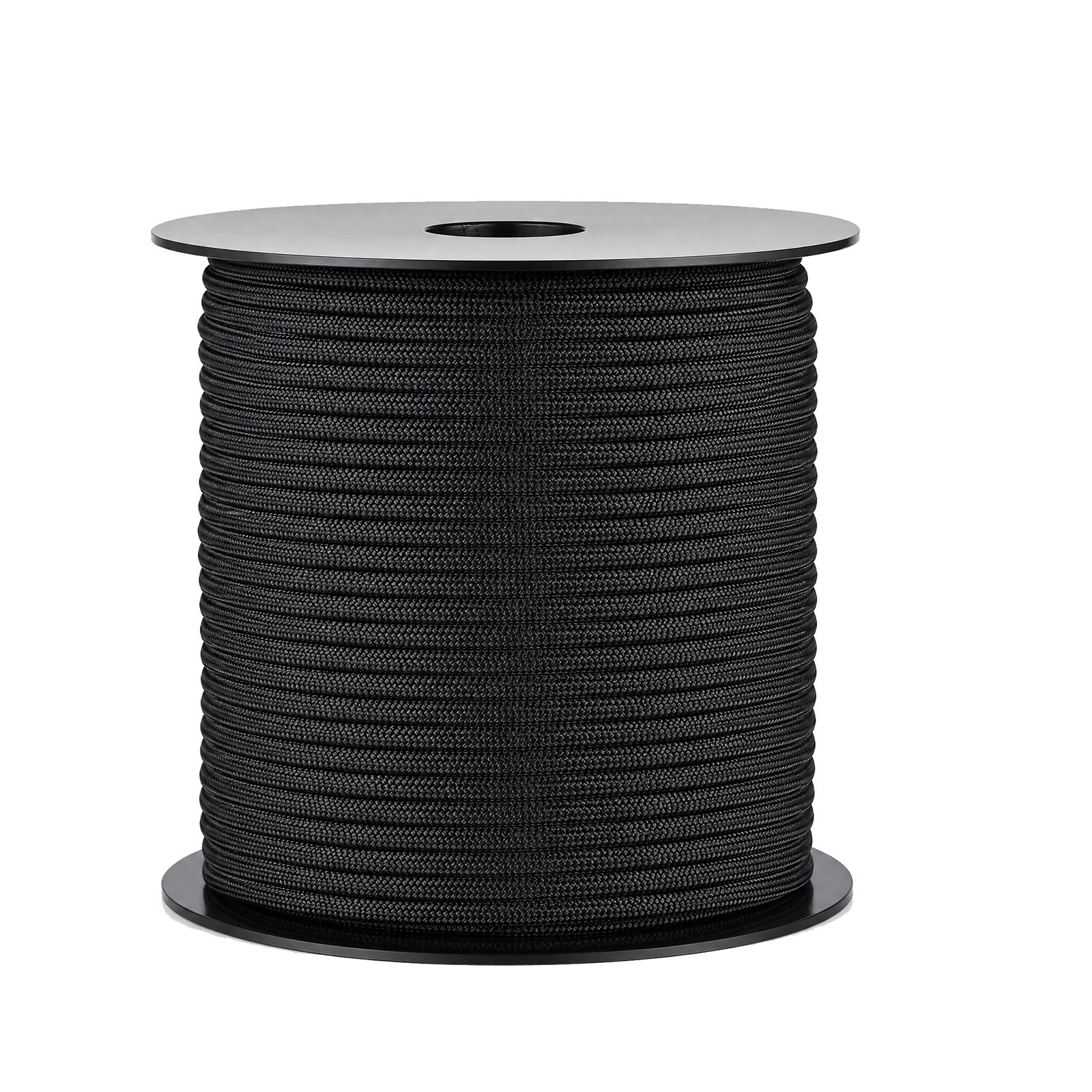 VEVOR Paracord Rope 4 mm x 60 m Nylon Parachute Cord 550 Tactical, Survival Cord, Heavy Duty 7 Strand, 272 kg High Breaking Strength, Utility Rope, for Outdoor Camping & Bracelets, Black