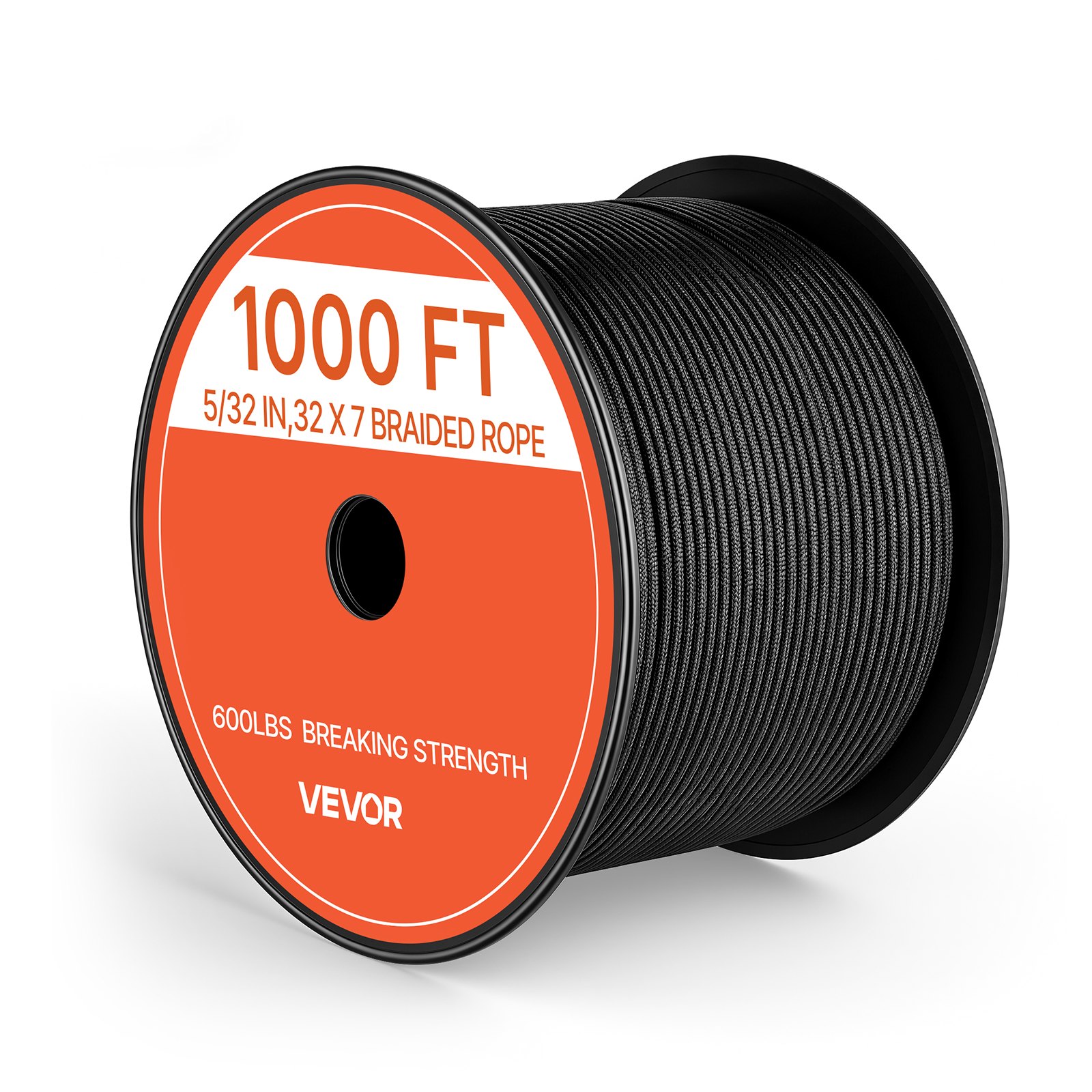 VEVOR Paracord Rope 4 mm x 305 m Nylon Parachute Cord 550 Tactical, Survival Cord, Heavy Duty 7 Strand, 272 kg High Breaking Strength, Utility Rope, for Outdoor Camping & Bracelets, Black
