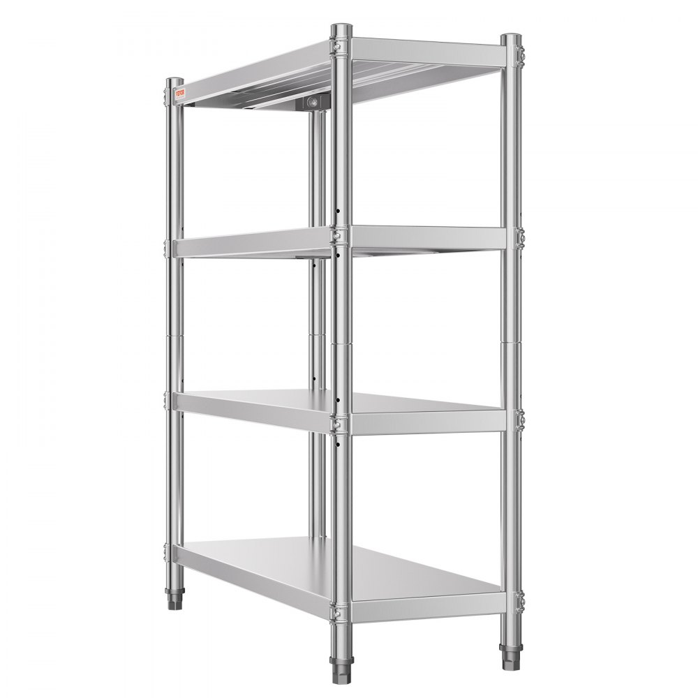 VEVOR Stainless Steel Shelving 46.8x18.5 Inch 4 Tier Adjustable Shelf Storage Unit Stainless Steel Heavy Duty Shelving for Kitchen Commercial Office Garage Storage 330lb Per Shelf