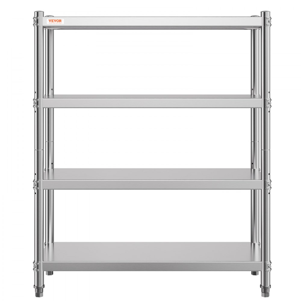VEVOR Stainless Steel Shelving 46.8x18.5 Inch 4 Tier Adjustable Shelf Storage Unit Stainless Steel Heavy Duty Shelving for Kitchen Commercial Office Garage Storage 330lb Per Shelf