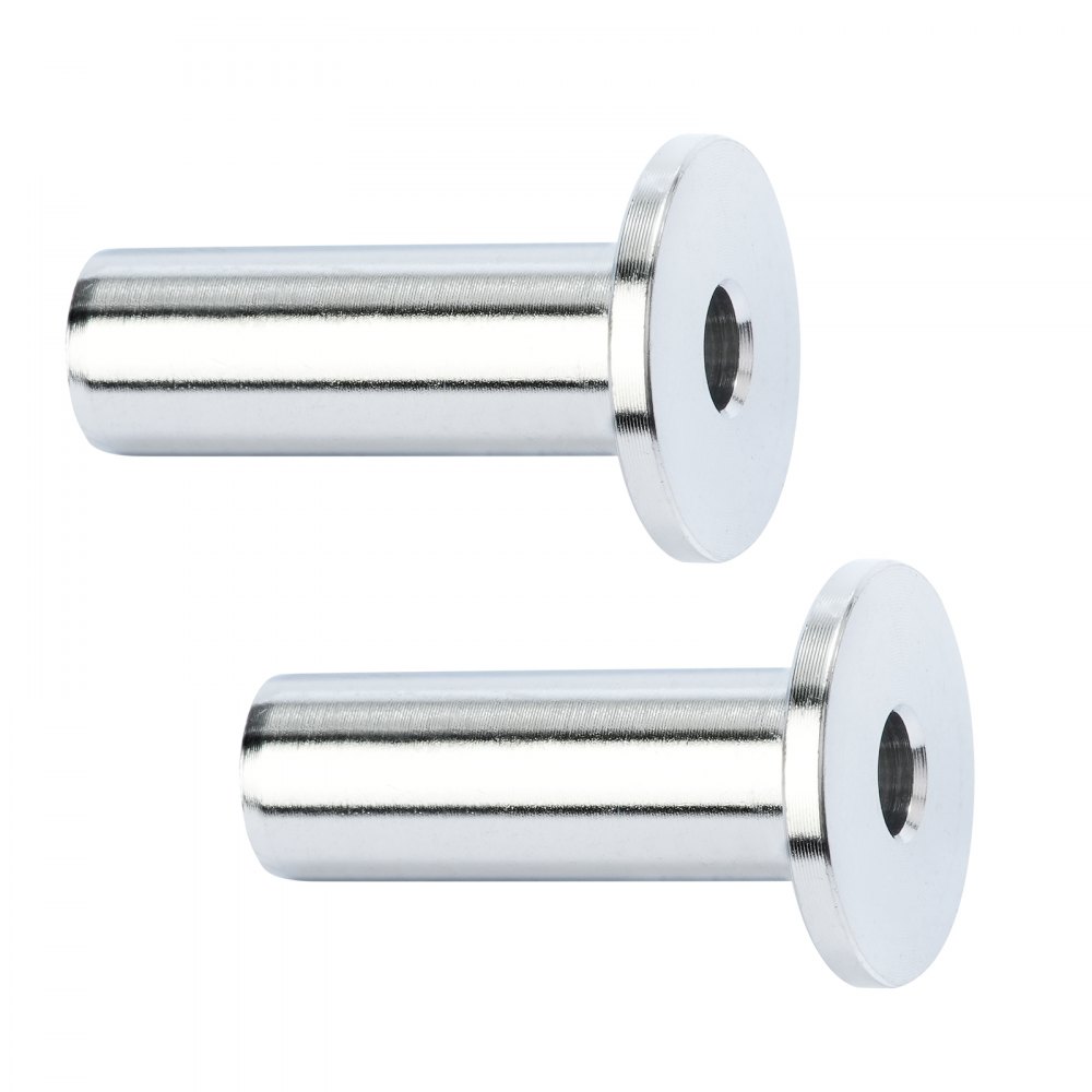 two VEVOR stainless steel protector sleeves with a cylindrical body and hollow center.