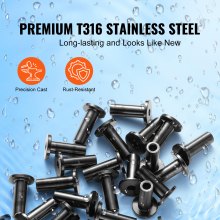 VEVOR 101 pakke T316 rustfritt stål beskyttelseshylser for 3,2 mm ståltau kabelrekkverk, DIY Balustrade T316 Marine Grade, leveres med gratis bor, svart