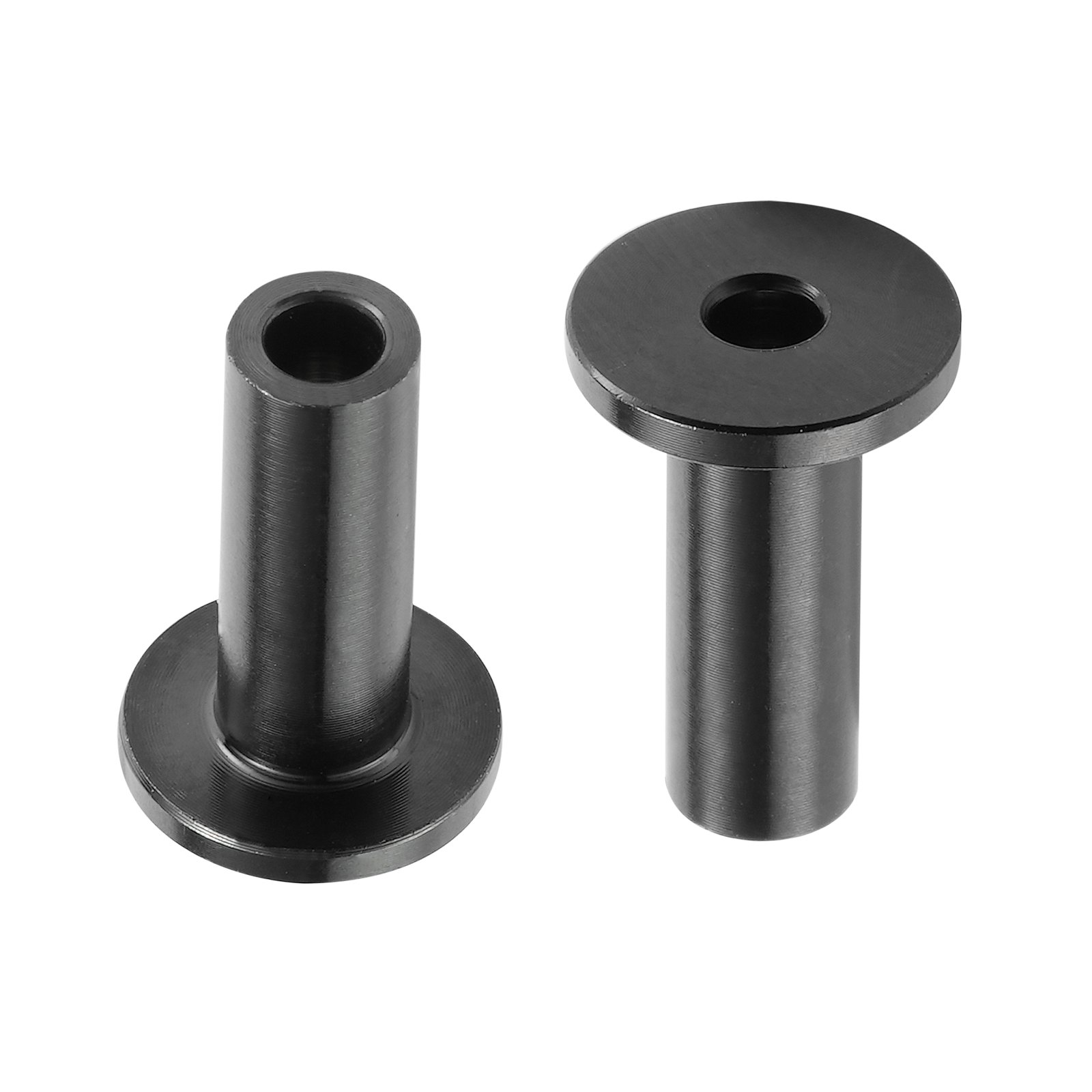 black VEVOR stainless steel cable railing sleeves with cylindrical design and a smooth finish.