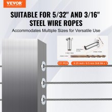 VEVOR 121 Pack T316 Stainless Steel Protector Sleeves for 4mm 4.8mm Wire Rope Cable Railing, DIY Balustrade T316 Marine Grade, Come with A Free Drill Bit, Silver