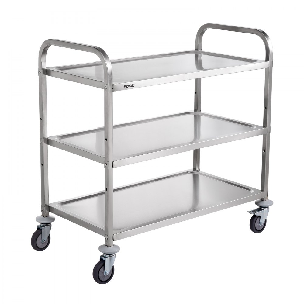 VEVOR Kitchen Utility Cart, 3 Tiers, Wire Rolling Cart w/ 450LBS Capacity,  Steel Service Cart on