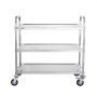 three-tier stainless steel VEVOR kitchen utility cart with wheels for easy mobility.