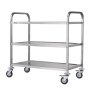 VEVOR kitchen utility cart with three stainless steel shelves and swivel casters for easy mobility.
